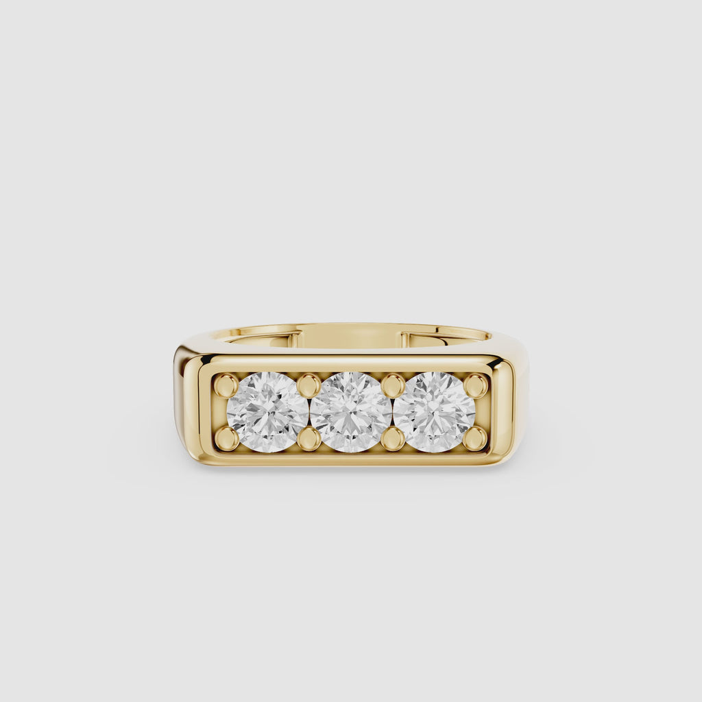 Round Three Stone Lab Grown Diamond Band Ring