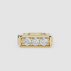Round Three Stone Lab Grown Diamond Band Ring