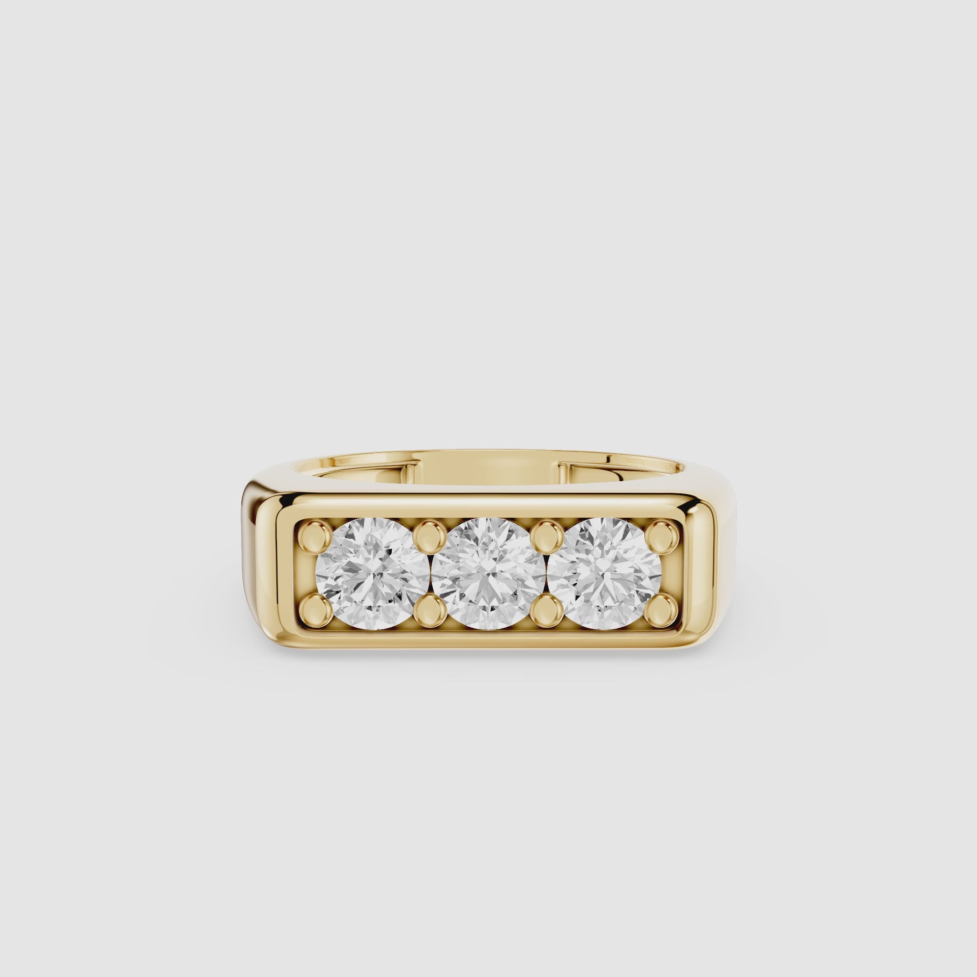 Round Three Stone Lab Grown Diamond Band Ring
