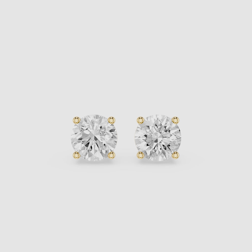 Round Cut Lab Diamond Four Prong Stud Earrings