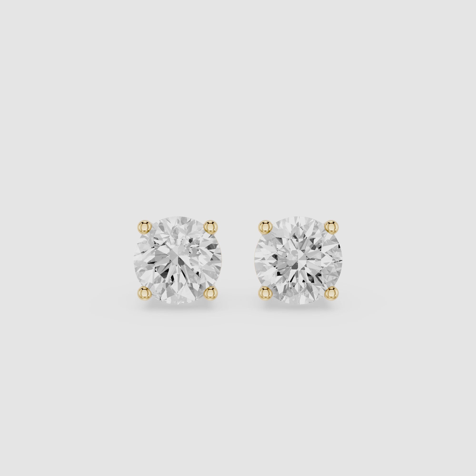 Round Cut Lab Diamond Four Prong Stud Earrings