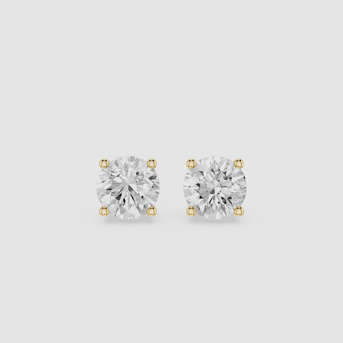 2 Carat Round Cut Lab Grown Diamond 4 Prong Stud Earrings