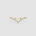 Round Diamond Chevron Wedding Band for Stacking