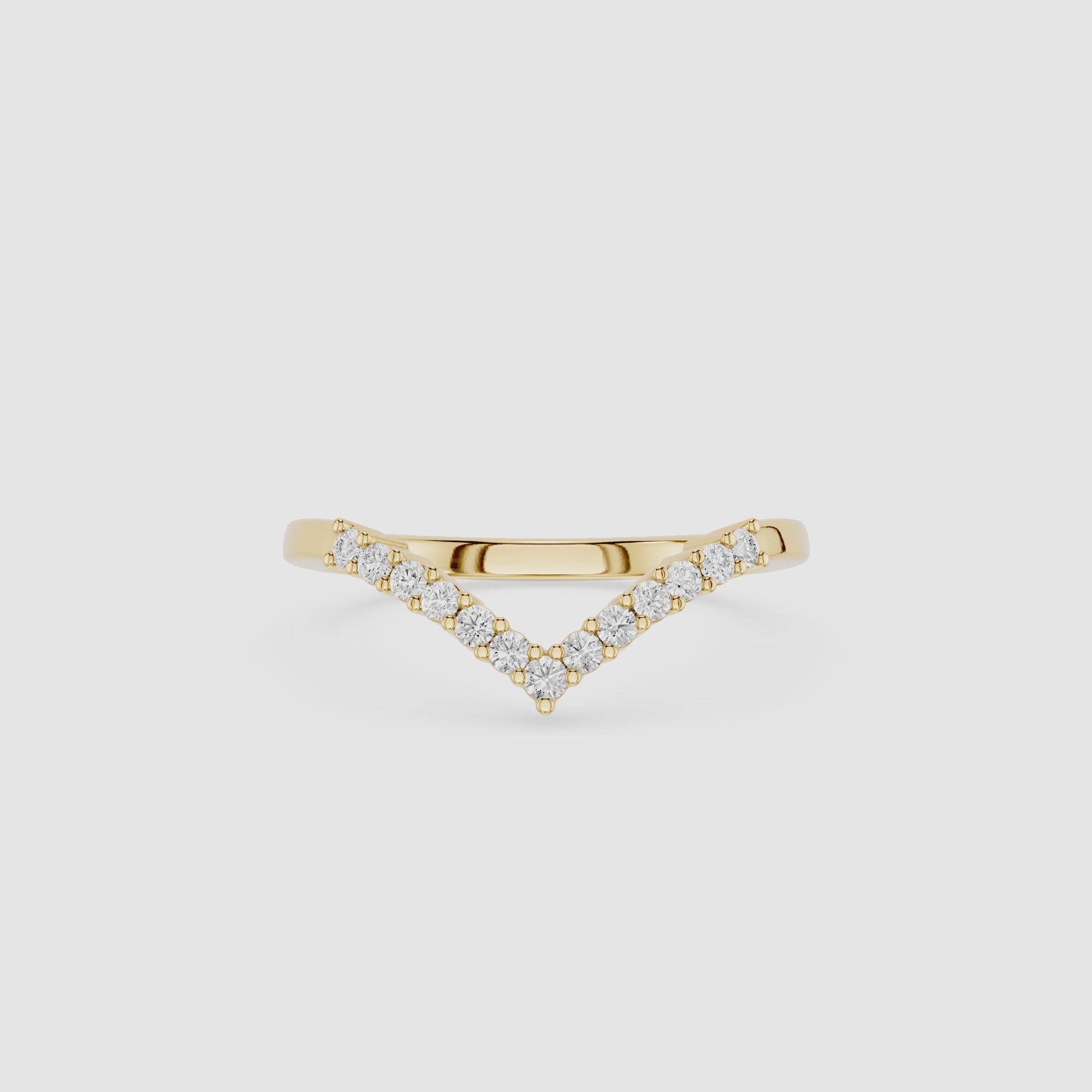 Round Diamond Chevron Wedding Band for Stacking