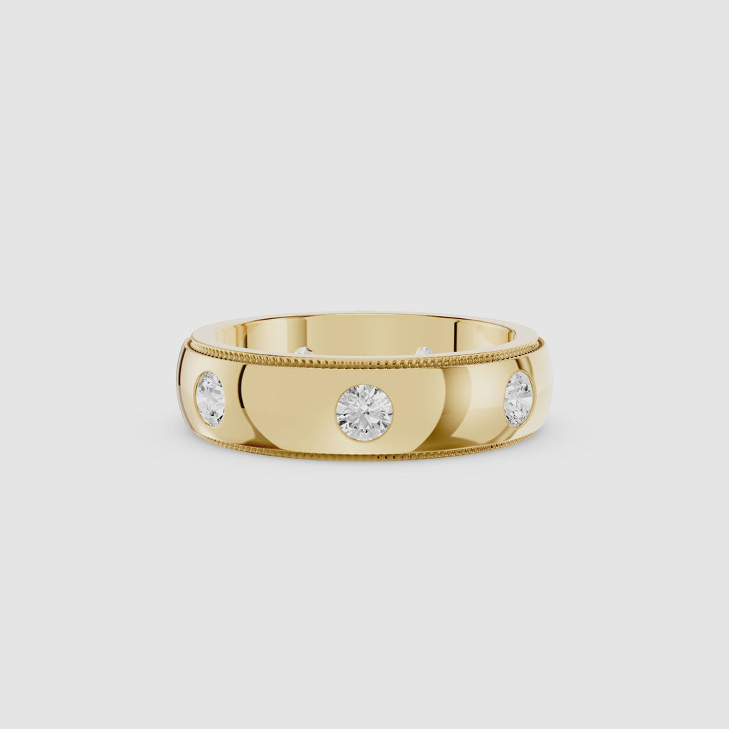Round Flush Set Lab Grown Diamond Wedding Band