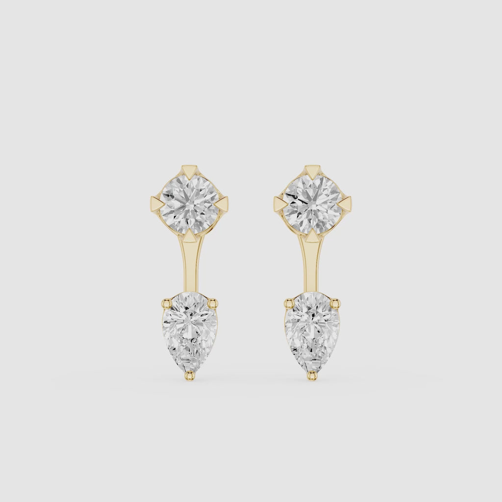 Pear & Round Lab Grown Diamond Drop Earrings for Women