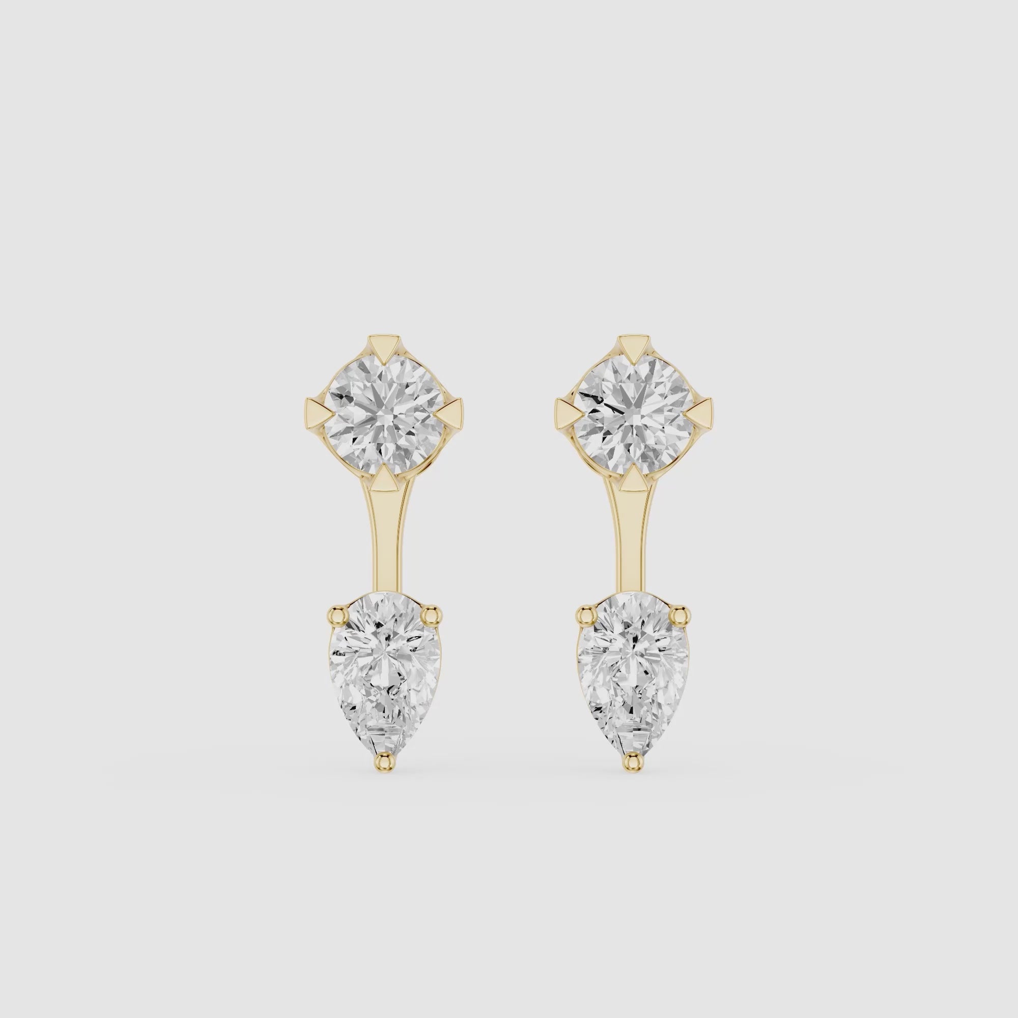 Pear & Round Lab Grown Diamond Drop Earrings for Women