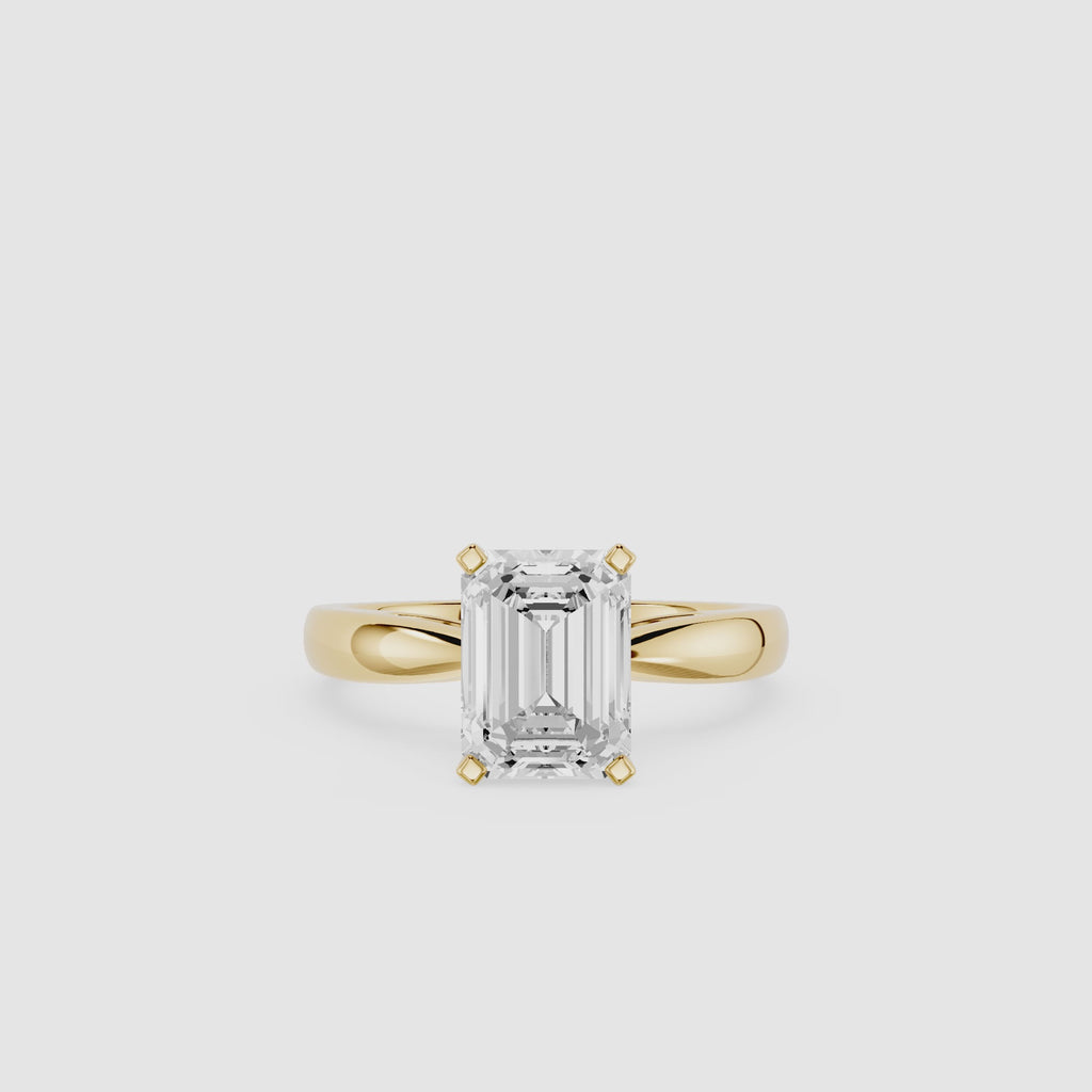 Emerald Cut Lab Grown Diamond Cathedral Ring