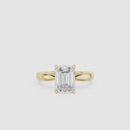 Emerald Cut Lab Grown Diamond Cathedral Ring