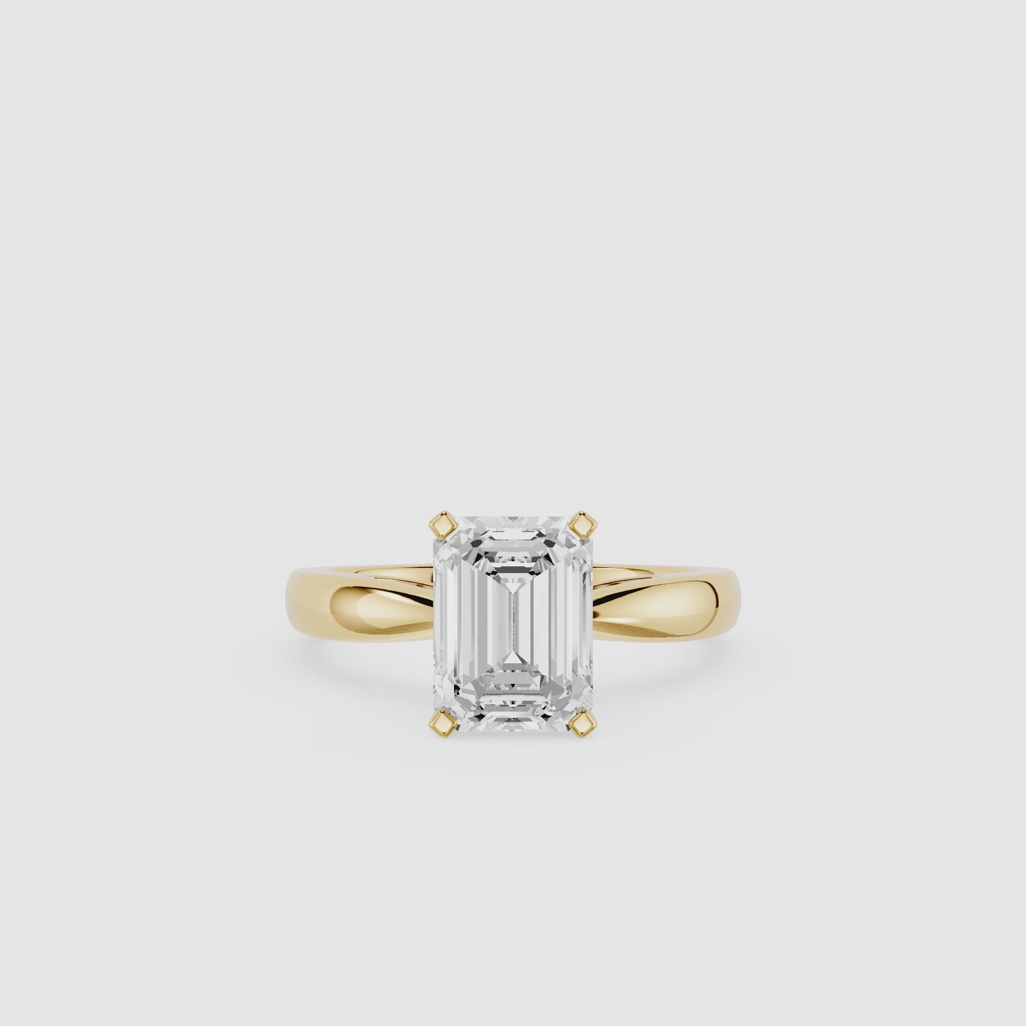 Emerald Cut Lab Grown Diamond Cathedral Ring