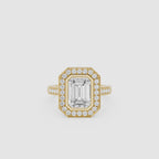 Emerald Cut Lab Grown Diamond Halo Engagement Ring