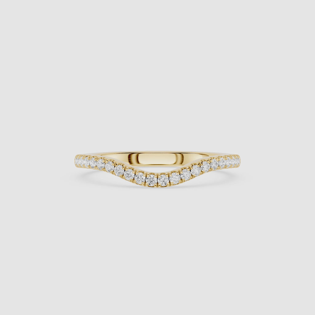 Round Diamond Curved Wedding Band for Ring Stacks