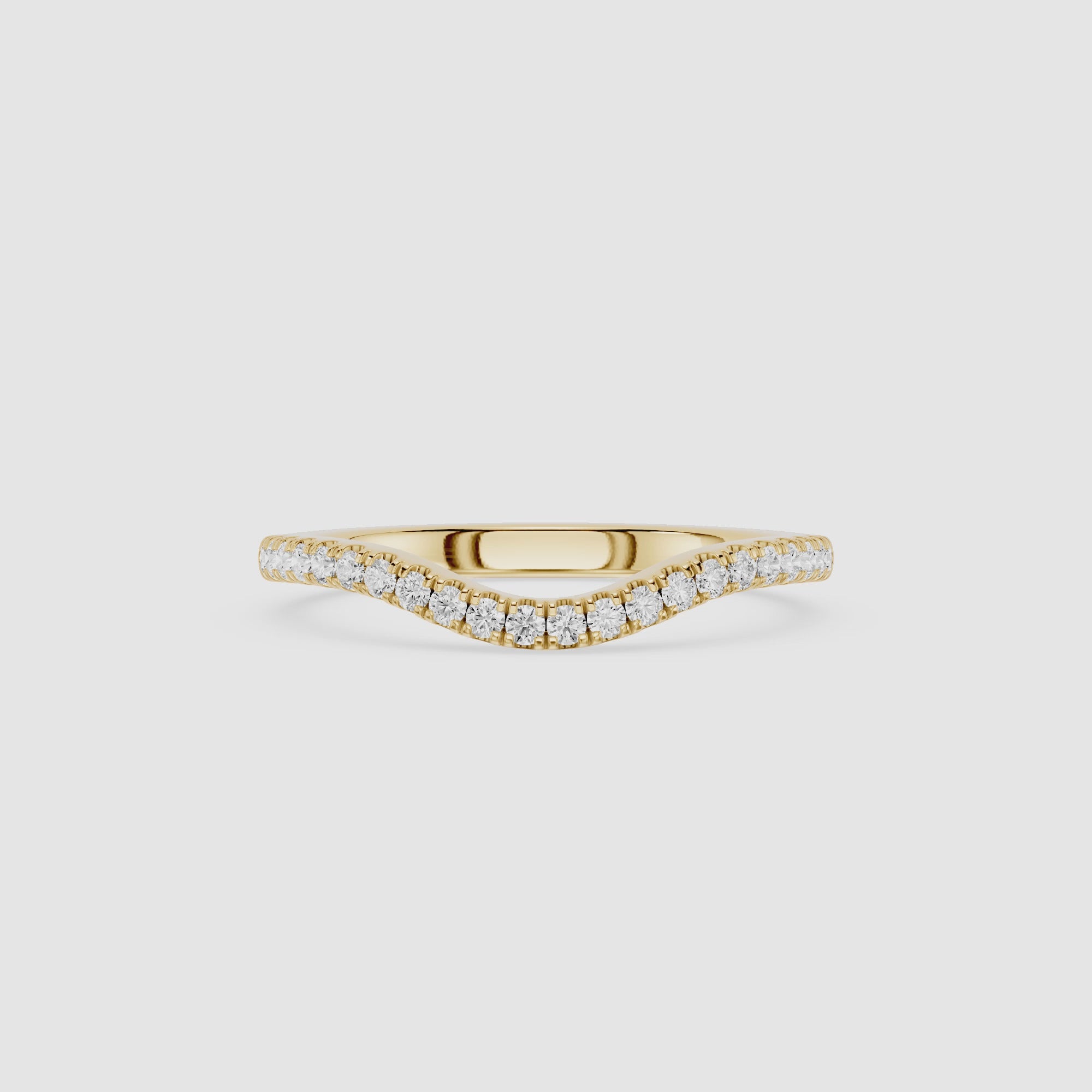 Round Diamond Curved Wedding Band for Ring Stacks