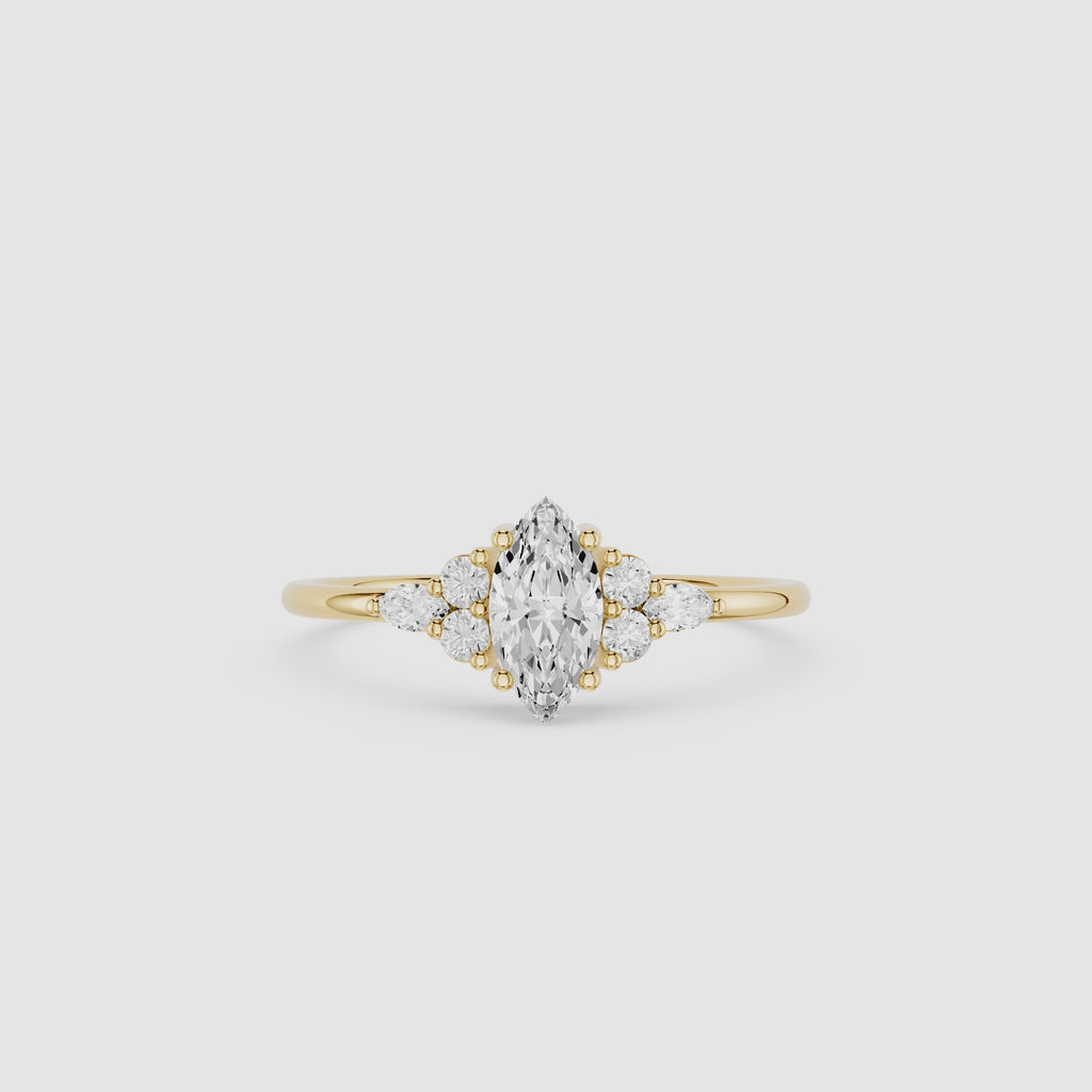 Marquise Cluster Lab Diamond Engagement Ring