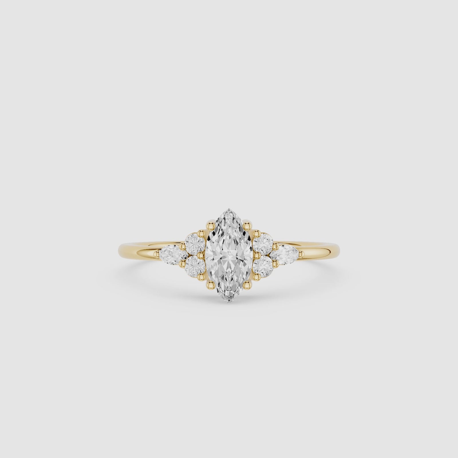 Marquise Cut Lab Diamond Cluster Side Stone Engagement Ring
| mvp:SHARED:02