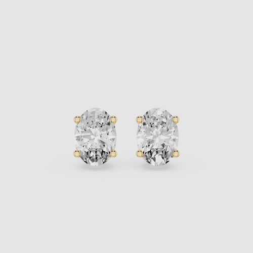 2 Ct Oval Cut Lab Diamond Four Prong Solitaire Stud Earrings