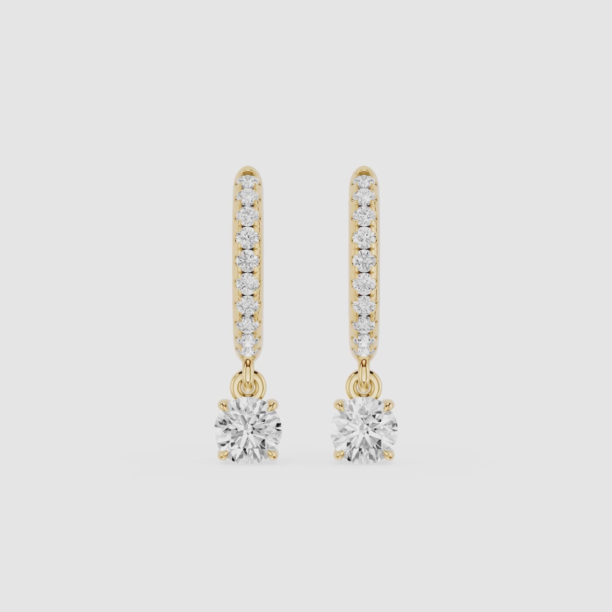 Diamond Drop Huggie Earrings with Lab Grown Diamonds