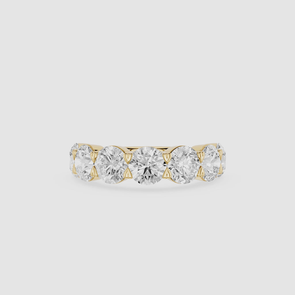 Round Cut Lab Grown Diamond Half Eternity Wedding Band