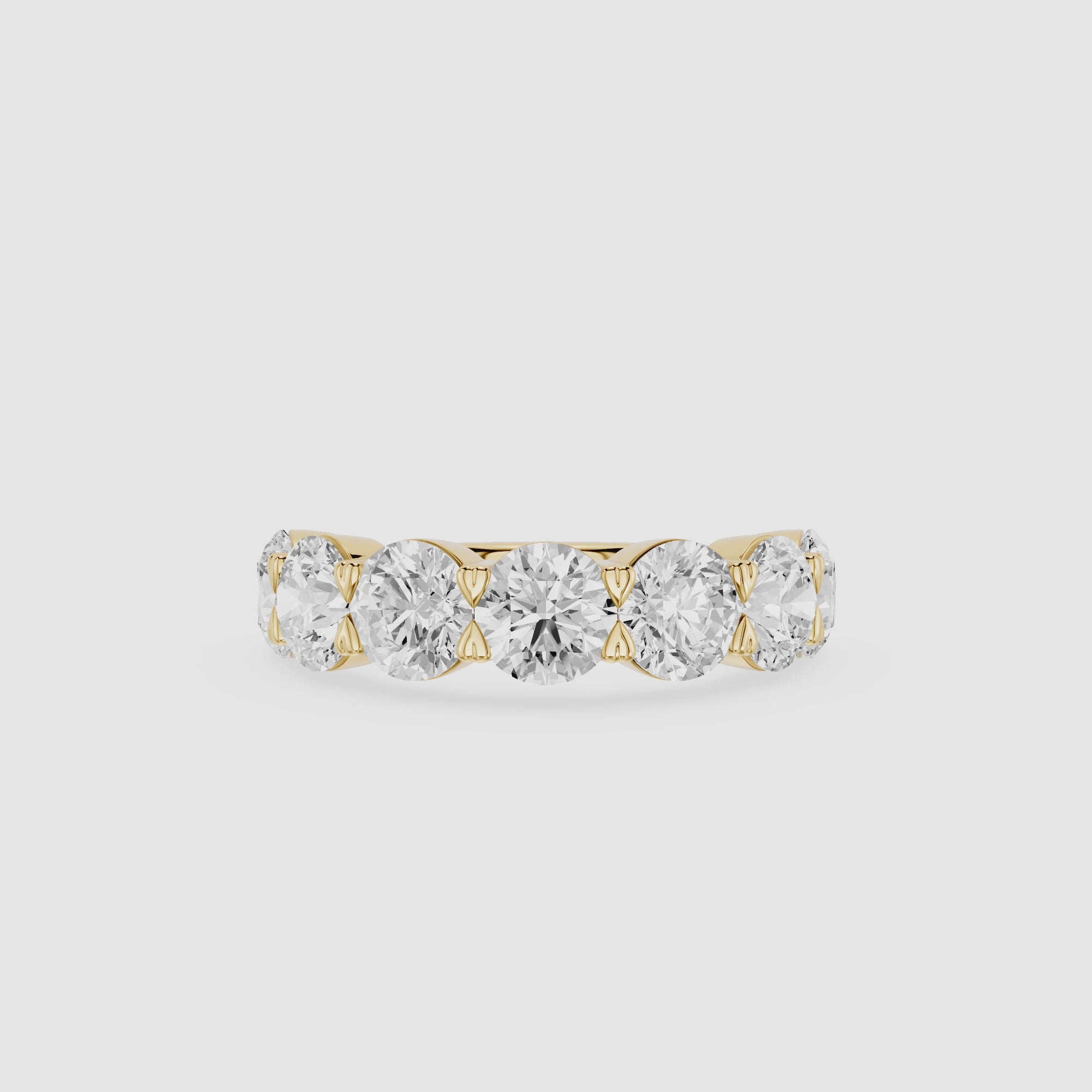 Round Cut Lab Grown Diamond Half Eternity Wedding Band