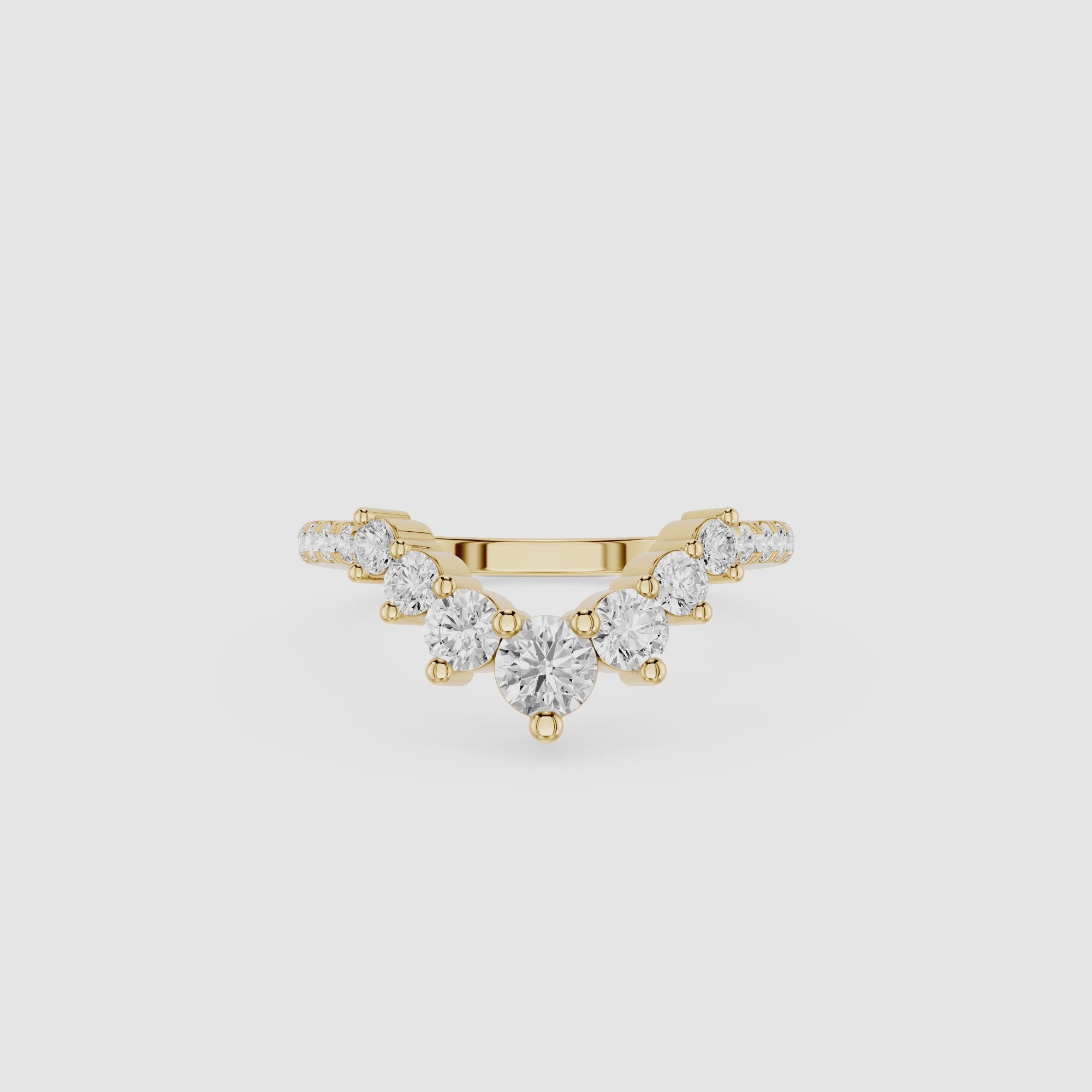 Graduated Round Lab Grown Diamond Curved Wedding Band