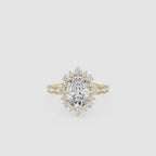 Oval Lab Grown Diamond Floral Halo Engagement Ring