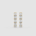 Emerald Cut Lab Grown Diamond Hoop Earrings for Everyday Wear