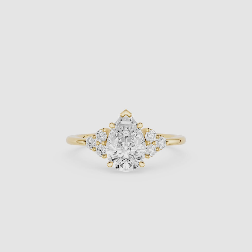 Pear Cluster Lab Grown Diamond Engagement Ring