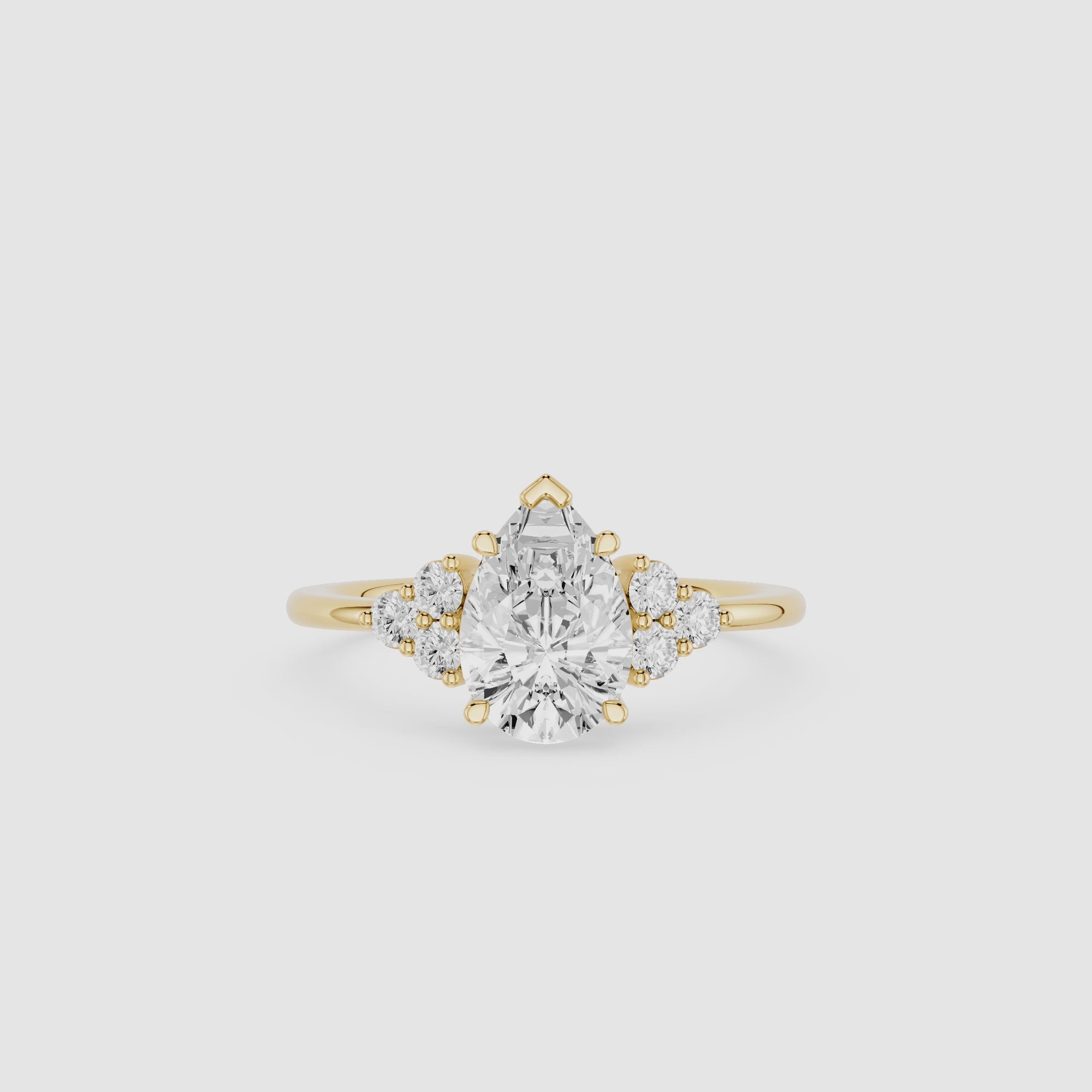 Pear Cluster Lab Grown Diamond Engagement Ring