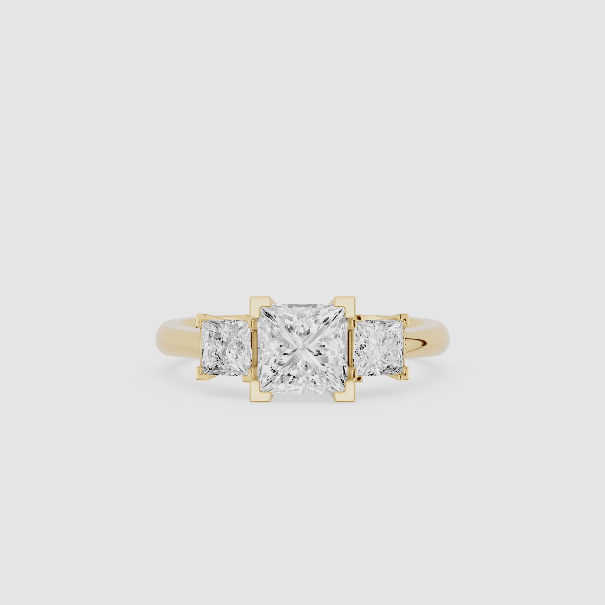 Princess Cut Lab Grown Diamond Three Stone Ring