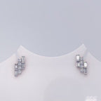 Baguette Cut Lab Grown Diamond Lightning Bolt Stud Earrings