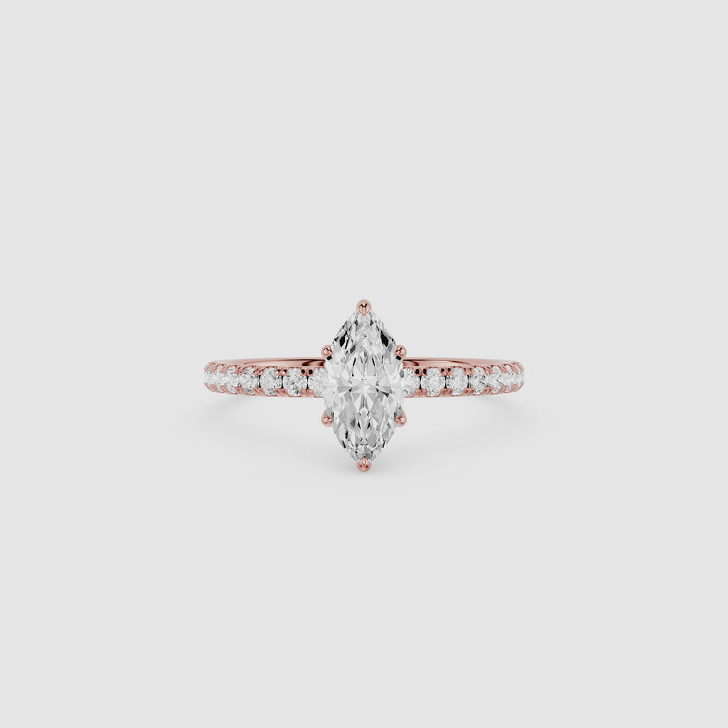 Marquise Cut Pavé Lab Diamond Engagement Ring