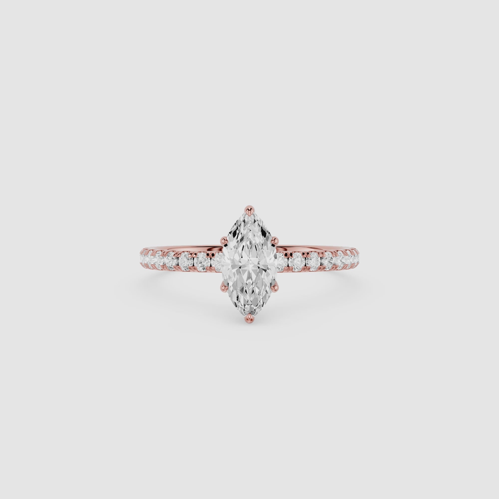 Marquise Cut Pavé Lab Diamond Engagement Ring