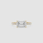 Emerald Cut Lab Grown Diamond Pavé Engagement Ring