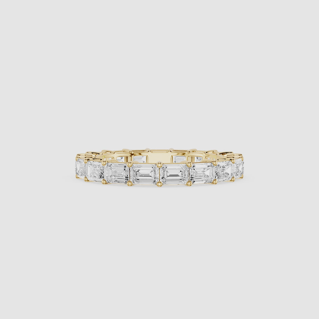 Emerald Cut Lab Grown Diamond Eternity Wedding Band