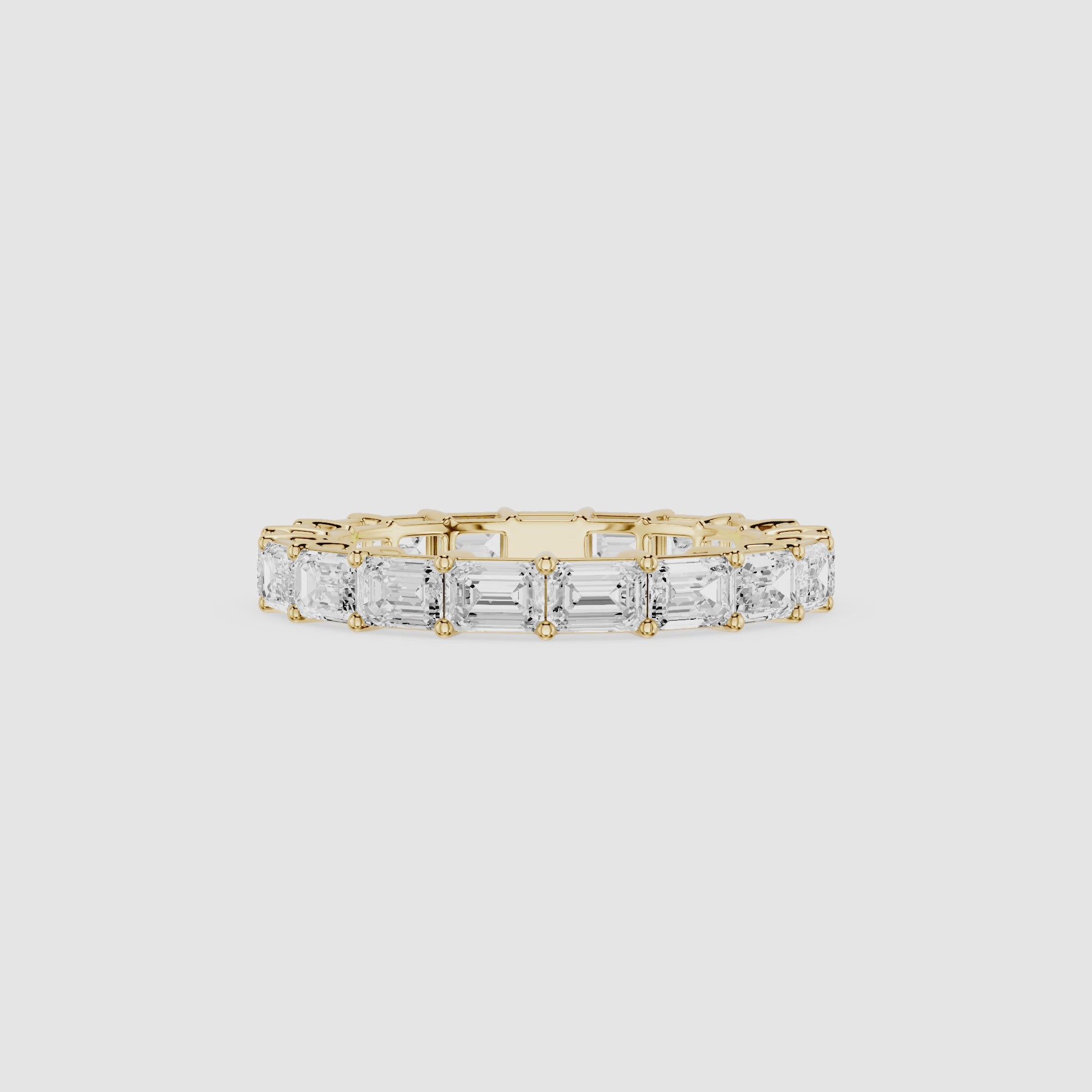 Emerald Cut Lab Grown Diamond Eternity Wedding Band