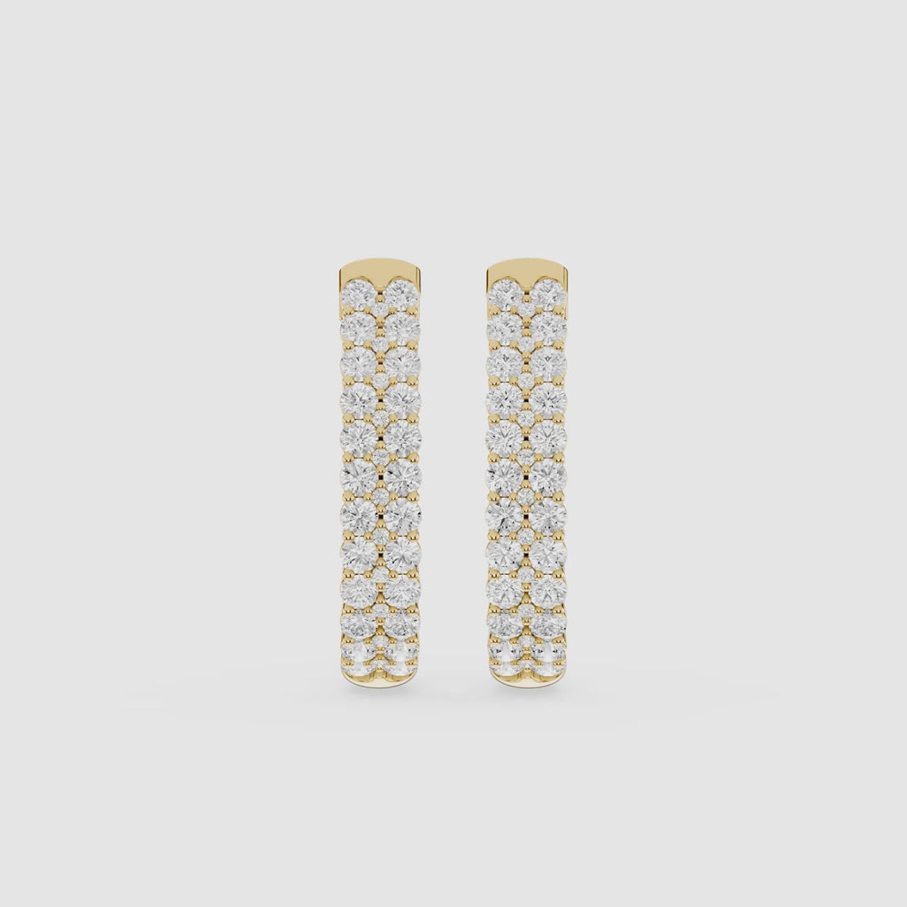 Double Row Lab Grown Diamond Huggie Earrings for Women