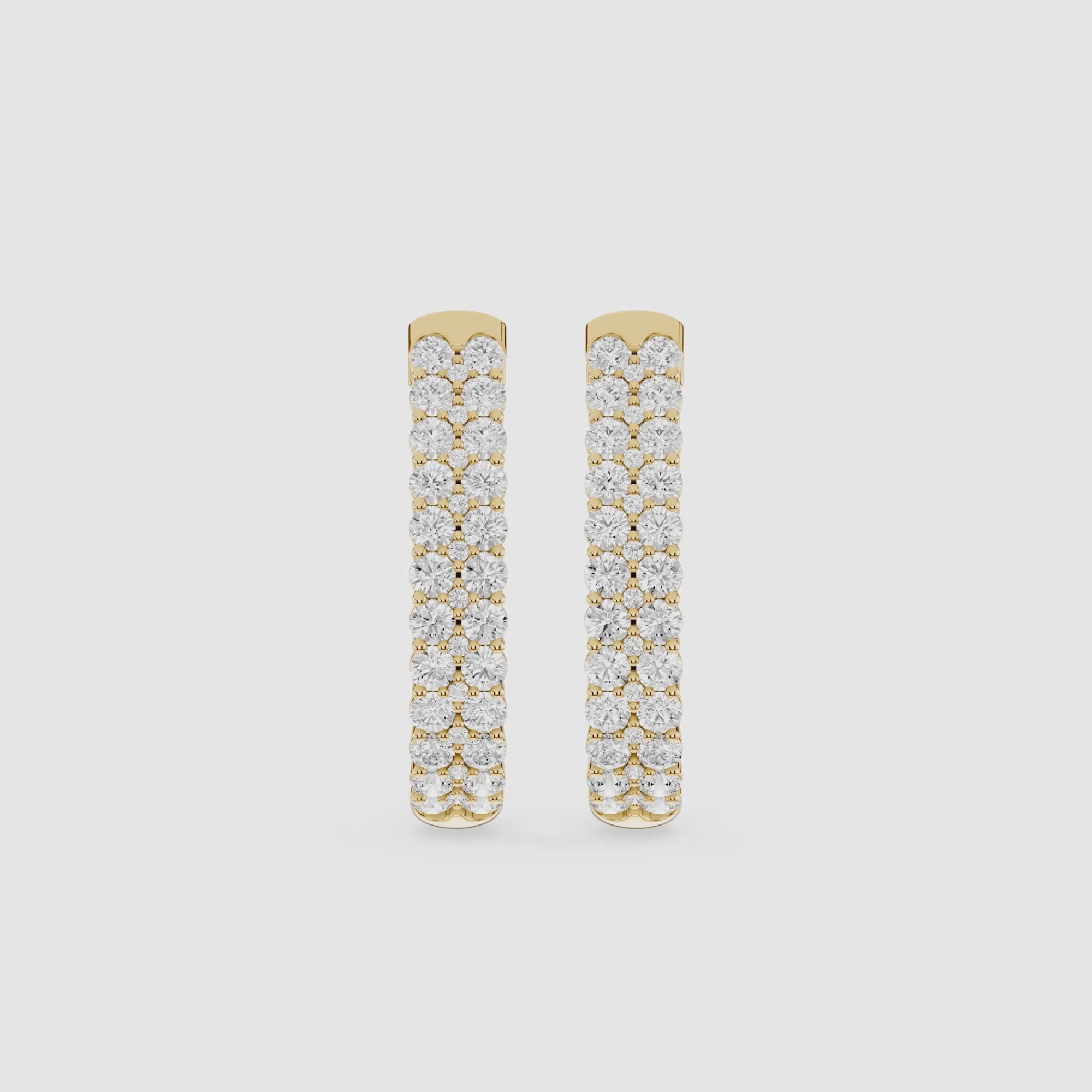 Double Row Lab Grown Diamond Huggie Earrings for Women