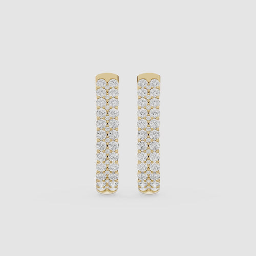 2 Ct Double Row Lab Grown Diamond Huggie Earrings for Women