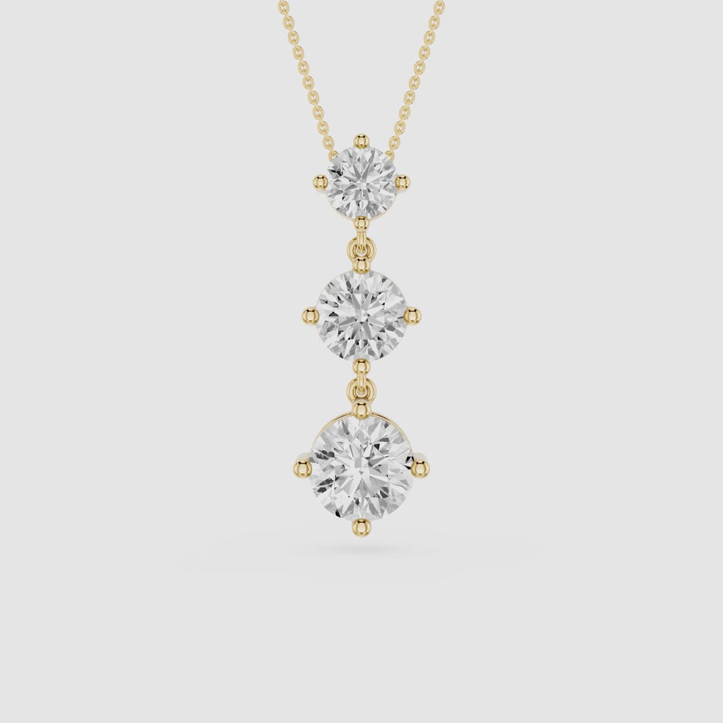 Three Stone Drop Lab Grown Diamond Pendant