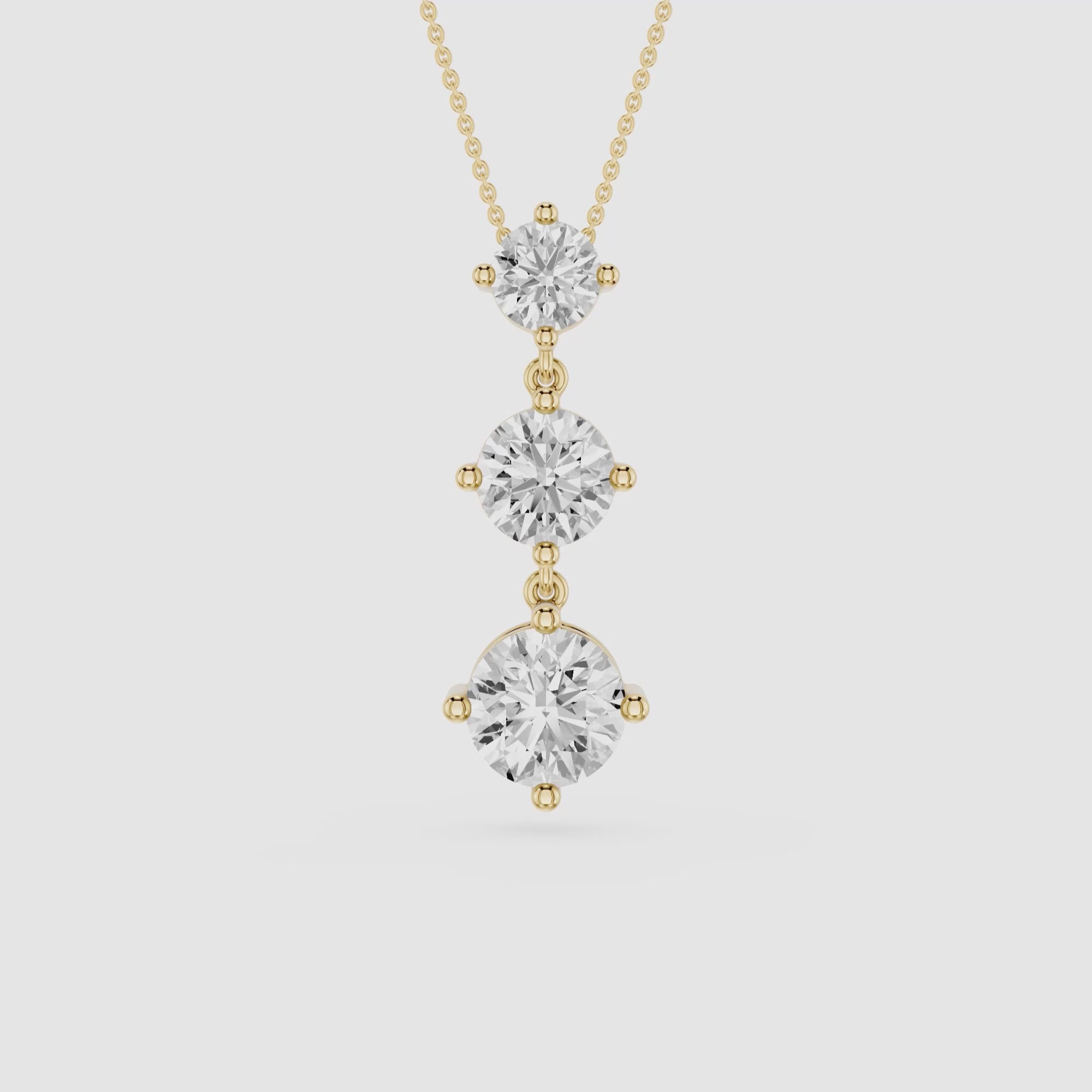 Three Stone Drop Lab Grown Diamond Pendant