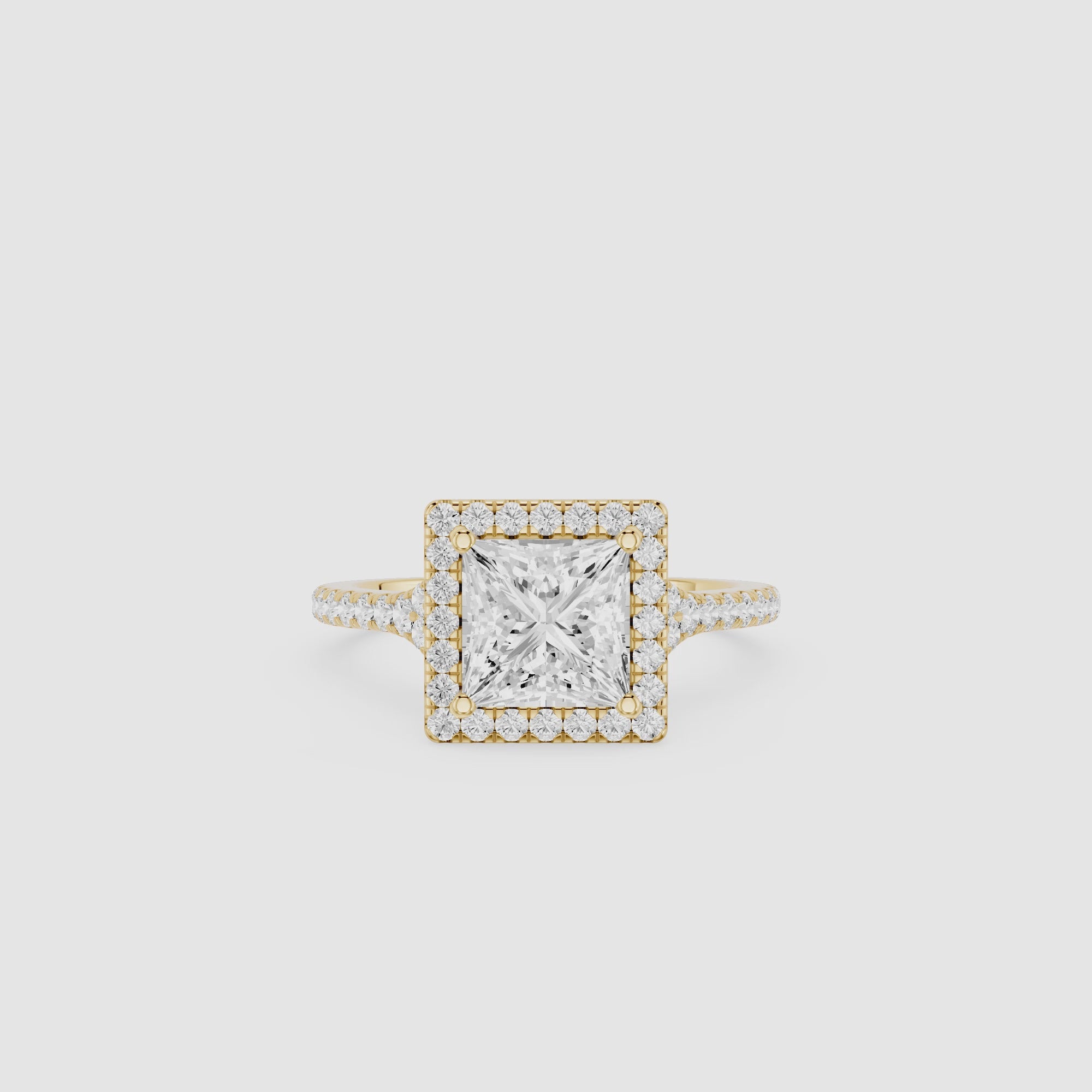 Princess Cut Halo Lab Grown Diamond Engagement Ring
