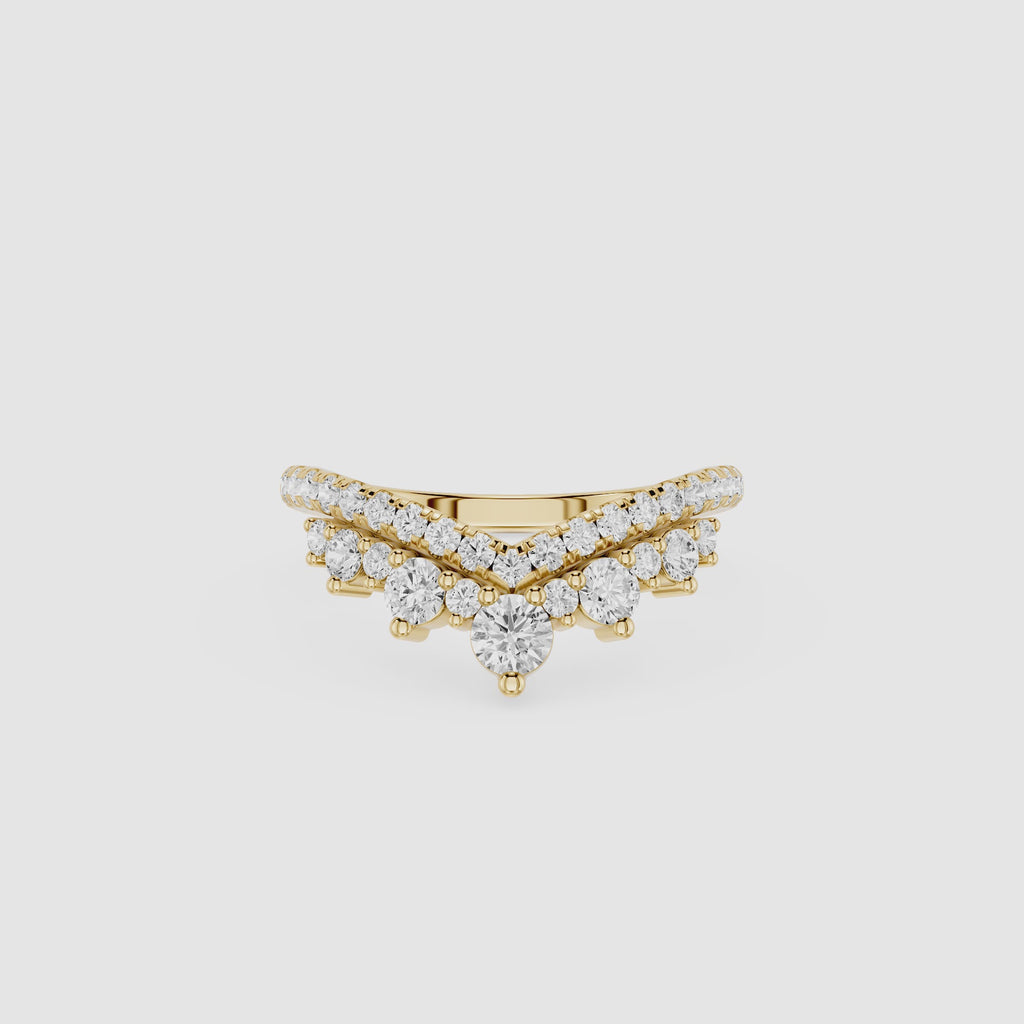 Double Row Graduated Round Lab Grown Diamond Curved Wedding Band