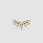 Double Row Graduated Round Lab Grown Diamond Curved Wedding Band