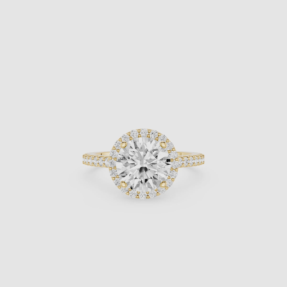 Round Cut Lab Grown Diamond Halo Accent Engagement Ring