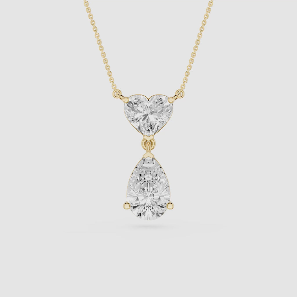 Heart & Pear Diamond Drop Pendant