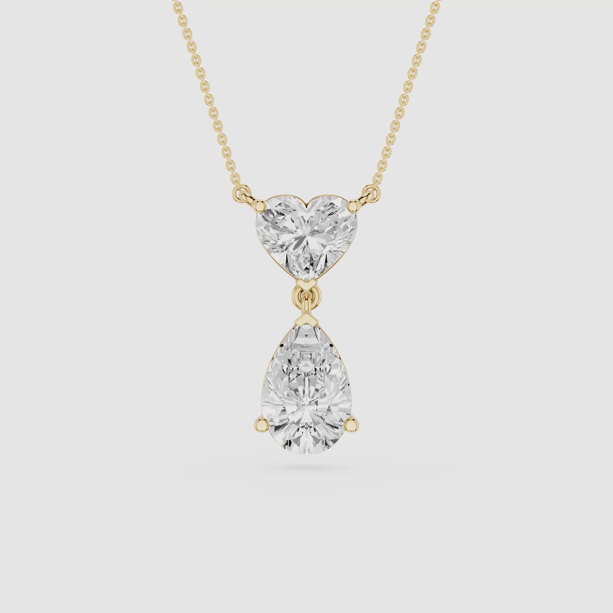 Heart & Pear Diamond Drop Pendant
