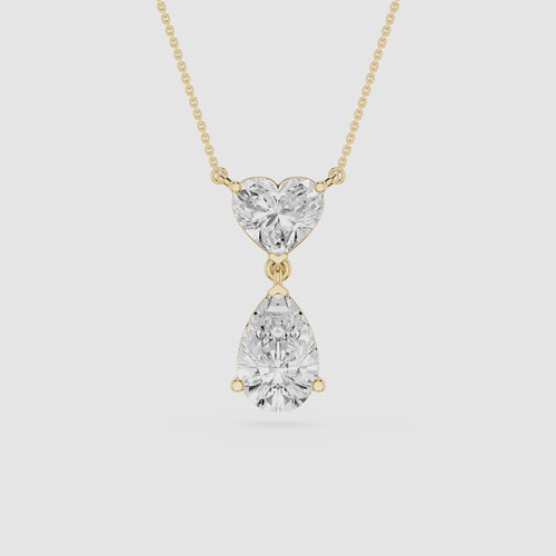 1 Carat Heart & Pear Cut Lab Grown Diamond Drop Pendant