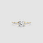 Emerald Cut Lab Grown Diamond Pavé Solitaire Engagement Ring