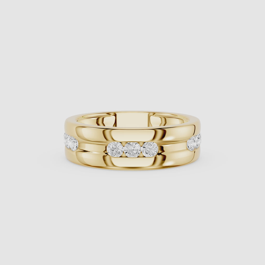 Round Diamond Flush Set Wedding Band