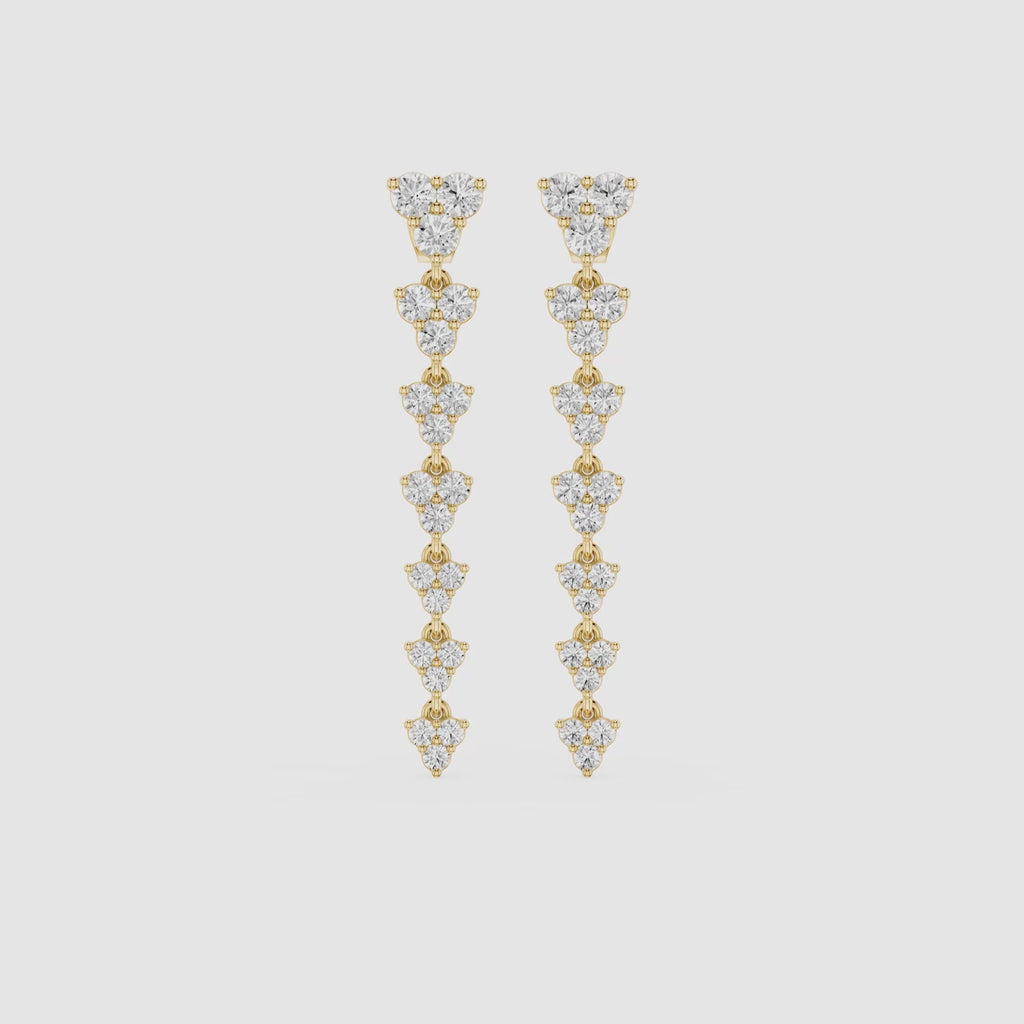 Floral Cluster Lab Grown Diamond Chandelier Earrings